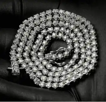 Walmart 25CT Moissanite (VVS1/D) 14k White Gold Plated Tennis Necklace for Men Gifts/Wedding Fine Jewelry offer