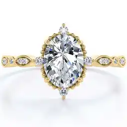 Walmart 1.25Ct Oval Cut Lab Grown Diamond 14K Yellow Gold Vintage Solitaire Ring Fine Jewelry for Women Gift offer
