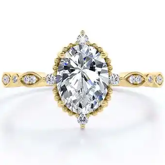 Walmart 1.25Ct Oval Cut Lab Grown Diamond 14K Yellow Gold Vintage Solitaire Ring Fine Jewelry for Women Gift offer