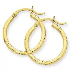 Walmart Primal Gold 14 Karat Yellow Gold Diamond-cut 2mm Round Tube Hoop Earrings offer