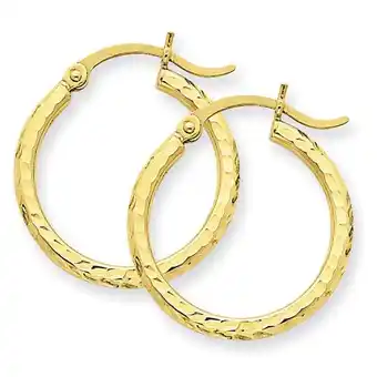 Walmart Primal Gold 14 Karat Yellow Gold Diamond-cut 2mm Round Tube Hoop Earrings offer
