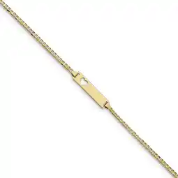 Walmart Primal Gold 14 Karat Yellow Gold Heart Cut-out Curb Link ID Bracelet offer