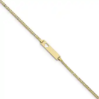 Walmart Primal Gold 14 Karat Yellow Gold Heart Cut-out Curb Link ID Bracelet offer