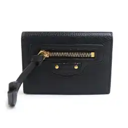 Walmart Pre-Owned BALENCIAGA Tri-fold Wallet Leather Black Men's Women's 55818k (Good) offer