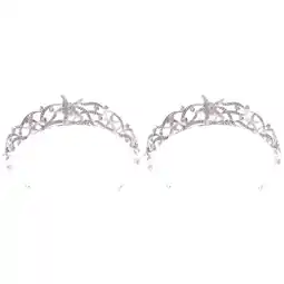 Walmart Raindrops 2pcs Bridal Head Band Hair Band Fully Diamond Crown Sea Star Hair for Wedding (Silver) offer