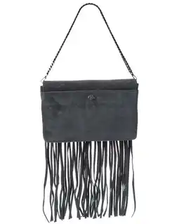 Walmart Michael Kors Collection Fringe Suede Clutch, Grey offer