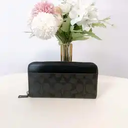 Walmart Coach 25517 Accordion Wallet In Signature Canvas IN Black Oxblood offer
