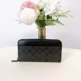 Walmart Coach 25517 Accordion Wallet In Signature Canvas IN Black Oxblood offer