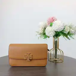 Walmart Tory Burch 141012 Britten Small Chain Wallet Wristlet Crossbody Bag IN MOOSE offer