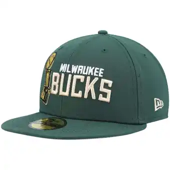Walmart Men's New Era Hunter Green Milwaukee Bucks Champs Trophy 59FIFTY Fitted Hat offer