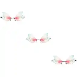Walmart Raindrops 3 Pairs Dragonfly Wing Sunglasses Rimless Glasses Irregular Wing Sunglasses offer