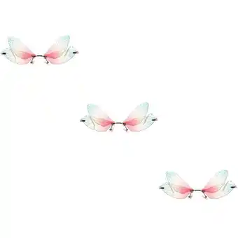 Walmart Raindrops 3 Pairs Dragonfly Wing Sunglasses Rimless Glasses Irregular Wing Sunglasses offer