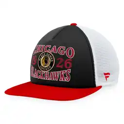 Walmart Men's Fanatics Black/Red Chicago Blackhawks Heritage Vintage Foam Front Trucker Snapback Hat offer