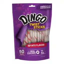 Walmart Dingo Twist Sticks Rawhide Chews for All Dogs, Made with Real Chicken, 50 Count offer