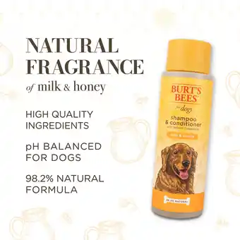 Walmart Burt's Bees For Dogs Shampoo & Conditioner with Natural Milk & Honey Fragrance offer