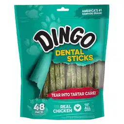 Walmart Dingo Dental Sticks Chews for All Dogs, Made with Real Chicken and Spearmint Flavor, 48 Count offer