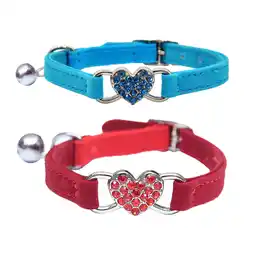 Walmart Soft Velvet Safe Cat Adjustable Collar with Crystal Heart Charm and Bells offer