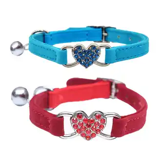 Walmart Soft Velvet Safe Cat Adjustable Collar with Crystal Heart Charm and Bells offer