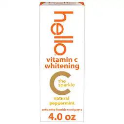 Walmart Hello Vitamin C Whitening Toothpaste with Fluoride, Natural Peppermint, 4.0 oz offer
