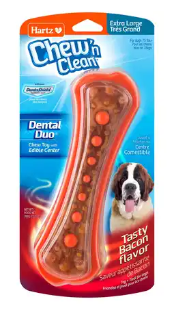Walmart Hartz Chew 'n Clean Dental Duo Bacon Flavored Dog Treat and Chew Toy, XL, Nylon, 1ct offer