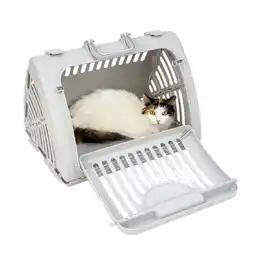 Walmart Vibrant Life Foldable Plastic Travel Cat Carrier, Gray, One Size offer