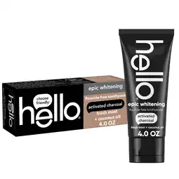 Walmart hello Epic Whitening Charcoal Fluoride Free Toothpaste, Fresh Mint, 4.0 Oz Tube offer