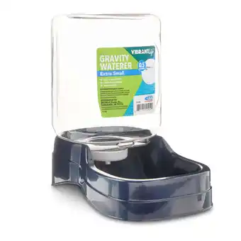 Walmart Vibrant Life Gravity Pet Waterer, Dark Blue, x-Small for Cats and Dogs, 0.4 Gallons offer