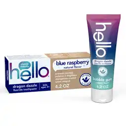 Walmart hello Dragon Dazzle Kids Toothpaste with Fluoride, Blue Raspberry Toothpaste, 4.2 Oz Tube offer