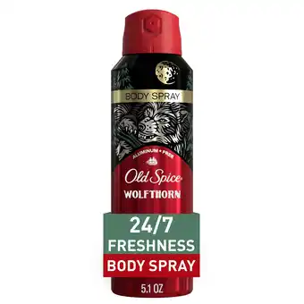 Walmart Old Spice Aluminum Free Body Spray for Men, Wolfthorn, 5.1 oz offer