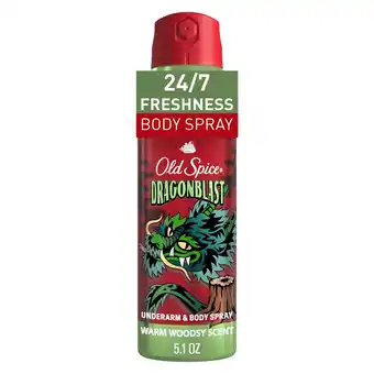 Walmart Old Spice Aluminum Free Body Spray for Men, Dragonblast, 5.1 oz offer