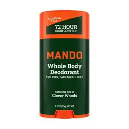 Walmart Mando Whole Body Deodorant for Men - Smooth Solid Stick - Aluminum Free - Clover Woods - 2.6oz offer