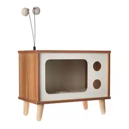 Walmart Vibrant Life Purr-View Retro TV Cat Condo with Jute Scratching Pad & Washable Mat offer