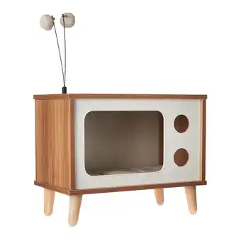 Walmart Vibrant Life Purr-View Retro TV Cat Condo with Jute Scratching Pad & Washable Mat offer