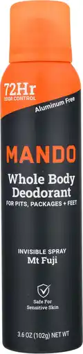 Walmart Mando Whole Body Deodorant for Men - Spray Deodorant - Aluminum Free - Mt Fuji - 3.6oz offer