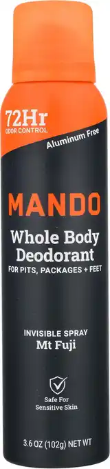 Walmart Mando Whole Body Deodorant for Men - Spray Deodorant - Aluminum Free - Mt Fuji - 3.6oz offer