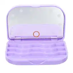 Walmart Eyelash Cases LED Light Eyelash Box Mirror Eyelash Case Travel 11x9x2cm Purple offer