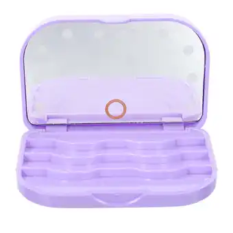 Walmart Eyelash Cases LED Light Eyelash Box Mirror Eyelash Case Travel 11x9x2cm Purple offer