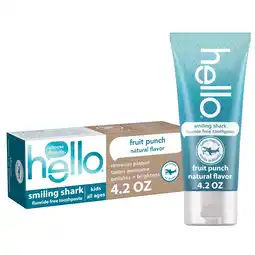 Walmart hello Smiling Shark Fluoride Free Kids Toothpaste, Natural Fruit Punch, 4.2 Oz Tube offer
