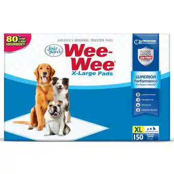 Walmart Four Paws Wee-Wee Superior Performance X-Large Dog Pee Pads 28 x 34 (150 Count) offer