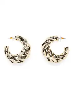 Walmart Madden NYC Women's Fashion Gold Tone Crescent Hoop Earrings offer