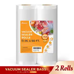 Walmart Rupoun Vacuum Sealer Bags for Food, 2 Rolls 11 X 50', Storage Seal Bag Rolls for Food offer