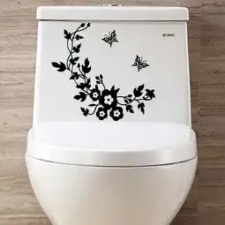 Walmart SINIMOKO Savings Flower Toilet Seat Wall Sticker Bathroom Decoration Decals Decor Black offer
