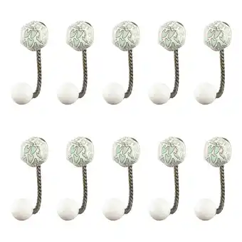 Walmart Mascot Hardware Hexagon Shape 3-7/9 In. Aqua & Gold Ceramic Hook - Pack of 10 offer