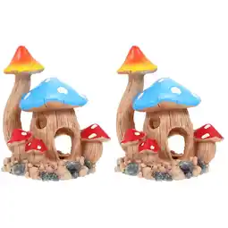 Walmart Set of 2 Hideout House Decoration Salas Mushrooms Terrarium Plants Colorful offer