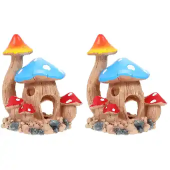 Walmart Set of 2 Hideout House Decoration Salas Mushrooms Terrarium Plants Colorful offer