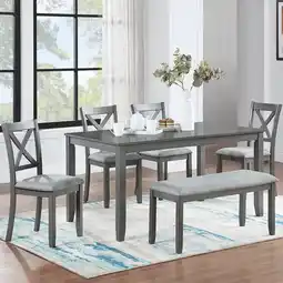 Walmart Segmart Rustic Elegance Solid Wood Space Saving 6-Piece Dining Set, Brown/Cottage White offer