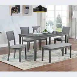 Walmart Segmart Rustic Elegance Solid Wood Space Saving 6-Piece Dining Set, Brown/Cottage White offer