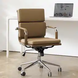 Walmart NEO CHAIR Conference Office Chair Century Modern Mid-Back Cushioned, Brown offer