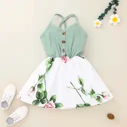 Walmart ATOGUTA Toddler Girls Dresses Ribbed Strap Printed Dress Mint Green, Sizes 18M-6 offer