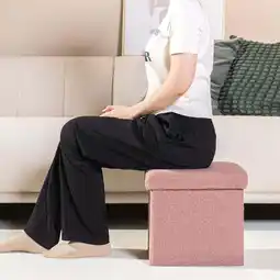 Walmart PINPLUS 11.8 Small Storage Ottoman Cube Modern Folding Footrest Seat,Sherpa Fabric,Pink offer